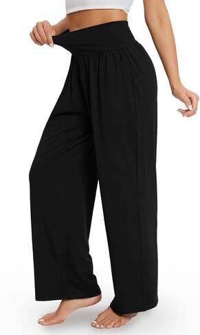 Gracyoga Wide Leg Pants for Women Casual Loose Yoga Sweatpants Comfy High Waisted Lounge Pajama Flowy Pants with Pockets in Kuwait