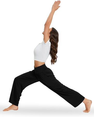 Gracyoga Wide Leg Pants for Women Casual Loose Yoga Sweatpants Comfy High Waisted Lounge Pajama Flowy Pants with Pockets in Kuwait