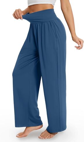 Gracyoga Wide Leg Pants for Women Casual Loose Yoga Sweatpants Comfy High Waisted Lounge Pajama Flowy Pants with Pockets in Kuwait