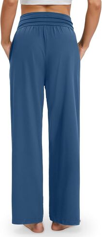 Gracyoga Wide Leg Pants for Women Casual Loose Yoga Sweatpants Comfy High Waisted Lounge Pajama Flowy Pants with Pockets in Kuwait