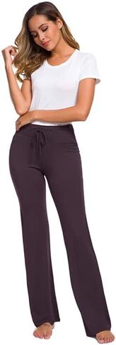 ADANIKI Women's Long Modal Comfy Drawstring Trousers, High Waist Sweatpants, Loose Straight-Leg Pants for Yoga Sporting in Saudi Arabia