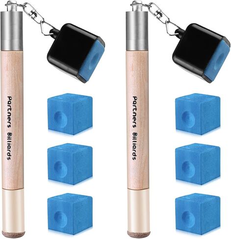 حامل طباشير حمام السباحة من GOTIDA للبلياردو: 2 عبوة 2 في 1 حامل طباشير، جيب عصا حوض السباحة مع 6 قطع مكعبات طباشير حمام السباحة، حامل طباشير عصا حمام السباحة لضرب الكرات الدقيقة in Kuwait