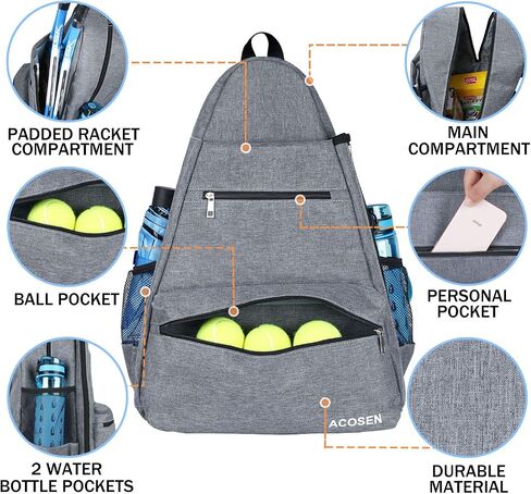 ACOSEN Tennis Bag Tennis Backpack - Large Tennis Bags for Women and Men to Hold Tennis Racket,Pickleball Paddles, Badminton Racquet, Squash Racquet,Balls and Other Accessories in Saudi Arabia