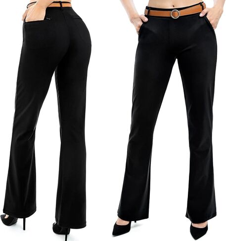 Women's Yoga Dress Pants with 4 Pockets, 29"/31"/33"/35" Black Work Pants Business Casual, Bootcut Stretch Slacks for Women in Kuwait