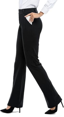 Women's Yoga Dress Pants with 4 Pockets, 29"/31"/33"/35" Black Work Pants Business Casual, Bootcut Stretch Slacks for Women in Kuwait