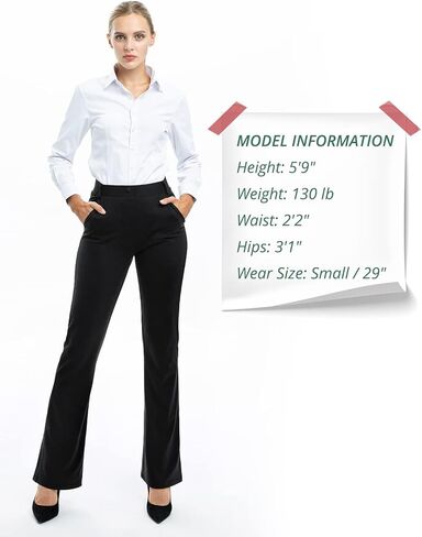 Women's Yoga Dress Pants with 4 Pockets, 29"/31"/33"/35" Black Work Pants Business Casual, Bootcut Stretch Slacks for Women in Kuwait
