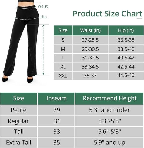 Women's Yoga Dress Pants with 4 Pockets, 29"/31"/33"/35" Black Work Pants Business Casual, Bootcut Stretch Slacks for Women in Kuwait
