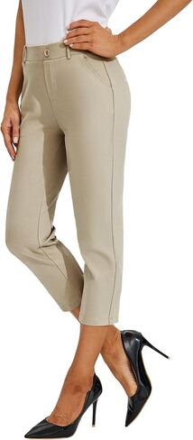 Willit Women's Capri Pants Dress Yoga Pants Work Capri Slacks Stretch Office Pants High Waisted 21" in Kuwait