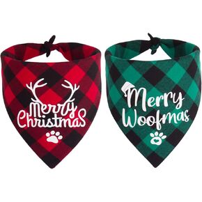 PTDECOR 2 حزمة الكلب باندانا عيد الميلاد الجاموس منقوشة عيد الميلاد الكلب وشاح مريلة منديل مجموعة عيد ميلاد سعيد الكلب عصابات الأزياء الملحقات للكلاب الصغيرة المتوسطة الكبيرة الحيوانات الأليفة in Kuwait