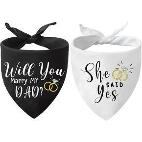 منديل زفاف للكلاب بعبارة «Will You Marry My Daddy Dog»، اعلان خطوبة الكلب، اكسسوارات وشاح للحيوانات الاليفة، اكسسوارات الحيوانات الاليفة لمحبي الكلاب، عبوة من قطعتين (اسود وابيض) in Kuwait