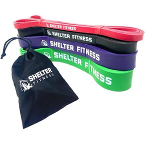 Shelter Fitness Heavy Duty Resistance Bands - Range of 15-210lbs, Ideal for Strength Training, Assisted Pull-ups, Squats, Full Range Motion Exercises, Portable & Versatile with Carry Bag - Exercise Bands for Men & Women