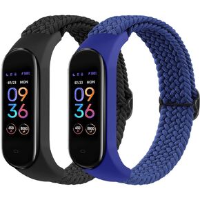 Meliya Nylon Bands for Amazfit Band 5 Replacement Strap Women Men, 2 Pack Soft Nylon Sport Strap Compatible with Amazfit Band 5 Wristband Watchband Accessories