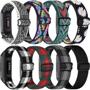 ShuYo 8 Pack Bands Compatible with Fitbit Charge 4 / Charge 3 / Charge 3 SE, Adjustable Replacement Watch Bands Fitness Sport Band Wristband for Women Men