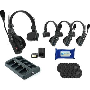 Hollyland Solidcom C1 نظام سماعة رأس اتصال داخلي لاسلكي مزدوج كامل لـ 4 مستخدمين حتى 1000 قدم - 4 سماعات أذن فردية مع مناديل تنظيف SolidSignal وحزمة أغطية الأذن للاستعمال مرة واحدة (C1-4S) in Kuwait