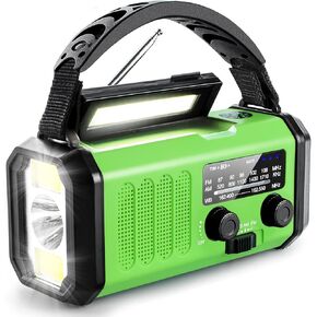 10000mAh Emergency Crank Radio, NOAA/AM/FM Weather Radio, Type-C Charge,Solar Charging,SOS, 3 Modes LED Torch, Reading Lamp, Compass for Outdoor Survival (Red) in Kuwait