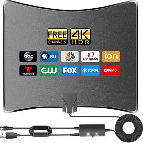 2023 Upgraded TV Antenna for Smart TV-480 Miles Range Digital Indoor Antenna- Powerful Amplifier Support 8K 4K 1080p All TV's VHF UHF Outdoor Signal Booster 360°Signal Reception-18ft Coax HDTV Cable in Kuwait