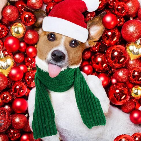 Paterr 10 Pieces Christmas Dog Knitted Scarf Green and Red Dog Bandanas Dog Warm Bandanas Winter Holiday Decoration Scarf Pet Accessories for Small Medium Large Dogs in Saudi Arabia