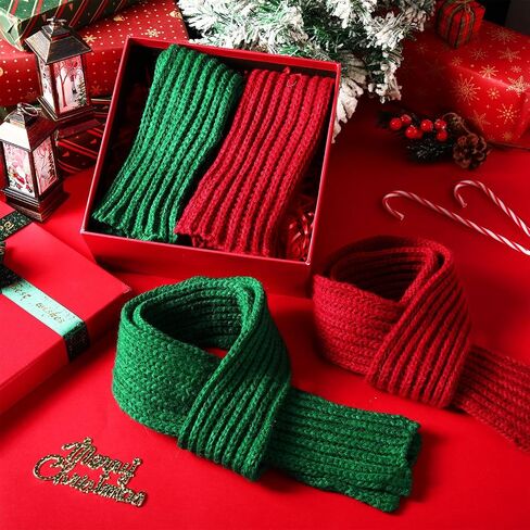 Paterr 10 Pieces Christmas Dog Knitted Scarf Green and Red Dog Bandanas Dog Warm Bandanas Winter Holiday Decoration Scarf Pet Accessories for Small Medium Large Dogs in Saudi Arabia