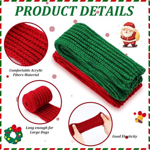 Paterr 10 Pieces Christmas Dog Knitted Scarf Green and Red Dog Bandanas Dog Warm Bandanas Winter Holiday Decoration Scarf Pet Accessories for Small Medium Large Dogs in Saudi Arabia