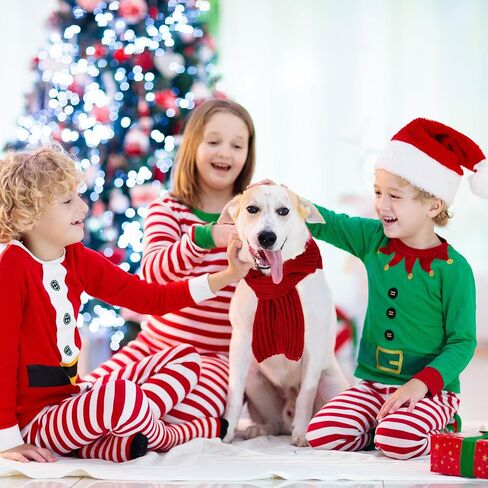 Paterr 10 Pieces Christmas Dog Knitted Scarf Green and Red Dog Bandanas Dog Warm Bandanas Winter Holiday Decoration Scarf Pet Accessories for Small Medium Large Dogs in Saudi Arabia