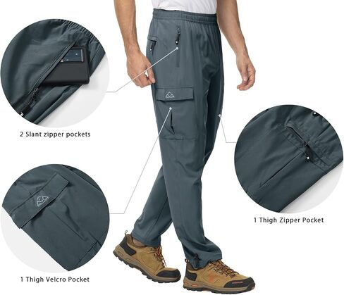 TBMPOY Men's Hiking Pants Quick Dry Lightweight Stretch Wind Outdoor Causal Cargo Work Pants with 5 Pockets in Kuwait