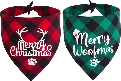 PTDECOR 2 حزمة الكلب باندانا عيد الميلاد الجاموس منقوشة عيد الميلاد الكلب وشاح مريلة منديل مجموعة عيد ميلاد سعيد الكلب عصابات الأزياء الملحقات للكلاب الصغيرة المتوسطة الكبيرة الحيوانات الأليفة in Kuwait