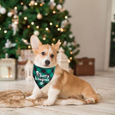 PTDECOR 2 حزمة الكلب باندانا عيد الميلاد الجاموس منقوشة عيد الميلاد الكلب وشاح مريلة منديل مجموعة عيد ميلاد سعيد الكلب عصابات الأزياء الملحقات للكلاب الصغيرة المتوسطة الكبيرة الحيوانات الأليفة in Kuwait