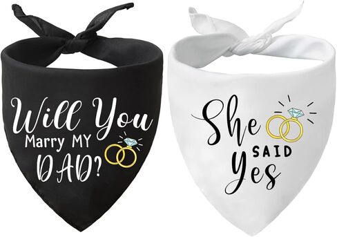 منديل زفاف للكلاب بعبارة «Will You Marry My Daddy Dog»، اعلان خطوبة الكلب، اكسسوارات وشاح للحيوانات الاليفة، اكسسوارات الحيوانات الاليفة لمحبي الكلاب، عبوة من قطعتين (اسود وابيض) in Kuwait