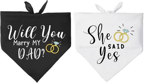 منديل زفاف للكلاب بعبارة «Will You Marry My Daddy Dog»، اعلان خطوبة الكلب، اكسسوارات وشاح للحيوانات الاليفة، اكسسوارات الحيوانات الاليفة لمحبي الكلاب، عبوة من قطعتين (اسود وابيض) in Kuwait