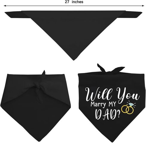 منديل زفاف للكلاب بعبارة «Will You Marry My Daddy Dog»، اعلان خطوبة الكلب، اكسسوارات وشاح للحيوانات الاليفة، اكسسوارات الحيوانات الاليفة لمحبي الكلاب، عبوة من قطعتين (اسود وابيض) in Kuwait