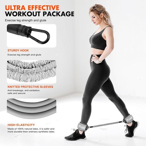 Ankle Resistance Bands with Cuffs, Glutes Workout Equipment, Legs Resistance Bands for Kickbacks Hip Glute Training Exercises - Perfect for Home Workouts and Fitness Training for Women in Kuwait