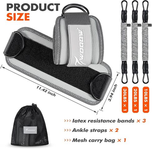 Ankle Resistance Bands with Cuffs, Glutes Workout Equipment, Legs Resistance Bands for Kickbacks Hip Glute Training Exercises - Perfect for Home Workouts and Fitness Training for Women in Kuwait