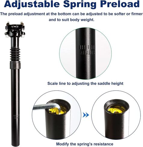 Jiaxitek Bicycle Seatpost Shock Absorber, Adjustable Alloy Lightweight Bicycle Suspension Seatpost 27.2mm Shock Absorber Post Road Accessory Pole for Road Mountain Bike Fixed Seatpost in Saudi Arabia
