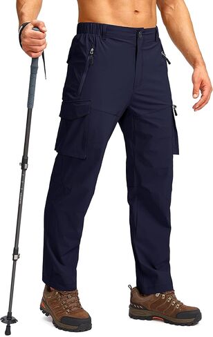 سروال Pudolla الرجالي للمشي لمسافات طويلة، سروال عمل خارجي للرجال بعامل حماية من الأشعة فوق البنفسجية 50+ مع جيوب بسحاب in Kuwait
