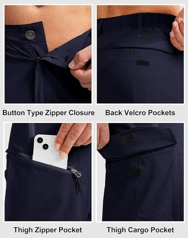سروال Pudolla الرجالي للمشي لمسافات طويلة، سروال عمل خارجي للرجال بعامل حماية من الأشعة فوق البنفسجية 50+ مع جيوب بسحاب in Kuwait