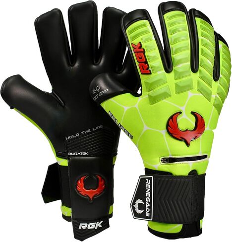 Renegade GK Eclipse Professional Soccer Goalie Gloves with Microbe-Guard (Sizes 6-12, Level 5) Pro-Tek Fingersaves & 4+3MM EXT Contact Grip | Goalkeeper Gloves for Elite Play | Based in The USA in Saudi Arabia