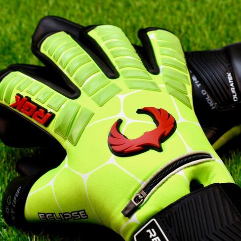 Renegade GK Eclipse Professional Soccer Goalie Gloves with Microbe-Guard (Sizes 6-12, Level 5) Pro-Tek Fingersaves & 4+3MM EXT Contact Grip | Goalkeeper Gloves for Elite Play | Based in The USA in Saudi Arabia