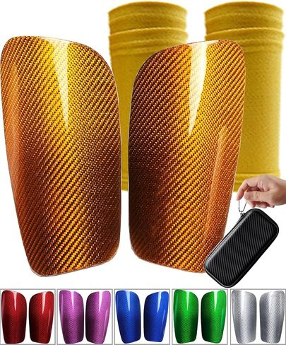 Carbon Fiber Soccer Shin Guards, with Portable Carrying Case, Super Strong, Ultra Light, Shock Resistance, Air Permeability, Suitable for Adult, Youth, Kid, Effective Protection in Kuwait