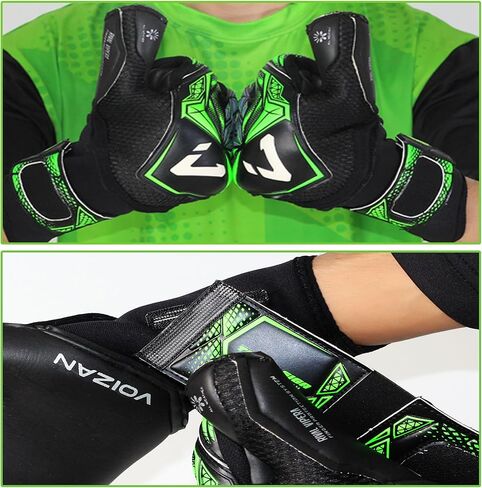 قفازات حارس مرمى كرة القدم Voizan Rival Vipera - قطع سلبي، قفازات حارس مرمى كرة القدم مع أشواك الأصابع وحماية المعصم، قفازات حارس المرمى للشباب، قفازات كرة القدم للبالغين، الأولاد والبنات in Kuwait