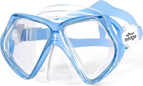 Seago Kids Swim Goggles with Nose Cover Snorkel Mask Scuba Diving Swim Mask Anti-fog Tempered Glass, Panoramic Clear View Silicone Seal Snorkeling Gear Swimming Goggles for Kids 6-14 Boys Girls Youth in Kuwait