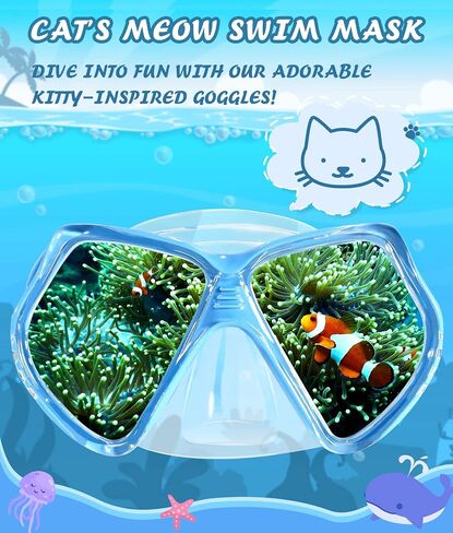 Seago Kids Swim Goggles with Nose Cover Snorkel Mask Scuba Diving Swim Mask Anti-fog Tempered Glass, Panoramic Clear View Silicone Seal Snorkeling Gear Swimming Goggles for Kids 6-14 Boys Girls Youth in Kuwait