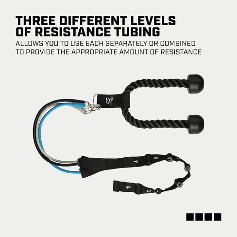 Capelli Sport Fitness Triceps Rope, Triceps Workout Resistance Bands with 3 Resistance Levels, Multi Color Light: Gray Medium: Blue Heavy: Black in Saudi Arabia