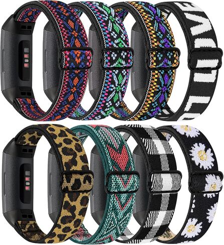 8 PACK Bands Compatible with Fitbit Charge 4 / Charge 3 / Charge 3 SE, Adjustable Replacement Watch Bands Fitness Sport Band Wristband for Women Men in Kuwait