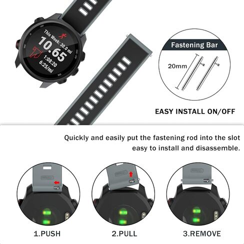 ISABAKE Band for Garmin Vivoactive 3, 20mm Quick Release Soft Silicone Replacement Band Compatible with Garmin Forerunner 645/Garmin Venu,Samsung Galaxy Watch 3 42mm / Galaxy Active 2/Gear Sport in Kuwait
