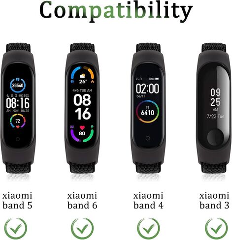 Amzpas Nylon Bands for Xiaomi Mi Band 5/ Mi Band 6, 3 Pack Soft Cloth Watch Straps for Amazfit Band 5/ Band 6, Adjustable Breathable Replacement Wristbands for Women Men in Kuwait