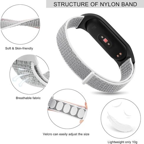 Amzpas Nylon Bands for Xiaomi Mi Band 5/ Mi Band 6, 3 Pack Soft Cloth Watch Straps for Amazfit Band 5/ Band 6, Adjustable Breathable Replacement Wristbands for Women Men in Kuwait