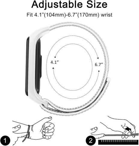 Amzpas Nylon Bands for Xiaomi Mi Band 5/ Mi Band 6, 3 Pack Soft Cloth Watch Straps for Amazfit Band 5/ Band 6, Adjustable Breathable Replacement Wristbands for Women Men in Kuwait
