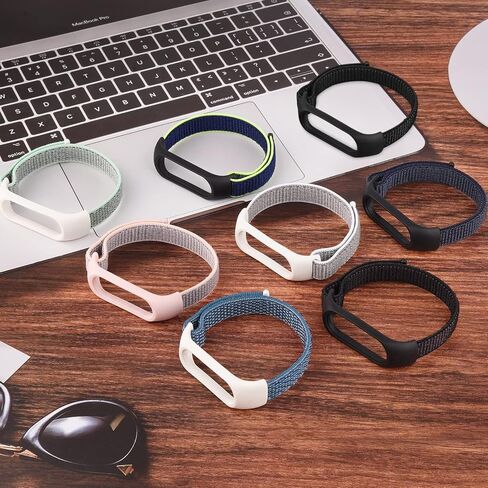 Amzpas Nylon Bands for Xiaomi Mi Band 5/ Mi Band 6, 3 Pack Soft Cloth Watch Straps for Amazfit Band 5/ Band 6, Adjustable Breathable Replacement Wristbands for Women Men in Kuwait