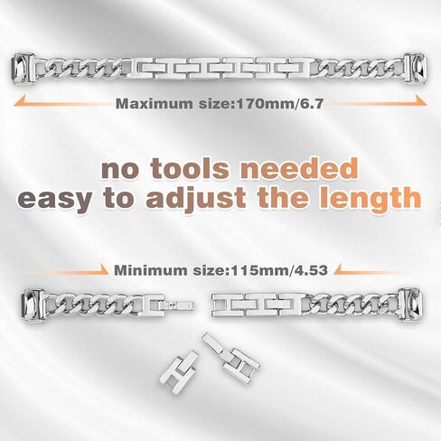 سوار سلسلة معدني من توفيمول متوافق مع سوار فيتبيت انسباير 3، اساور بديلة قابلة للتعديل من الستانلس ستيل لسوار فيتبيت انسباير 3 للنساء والرجال in Kuwait