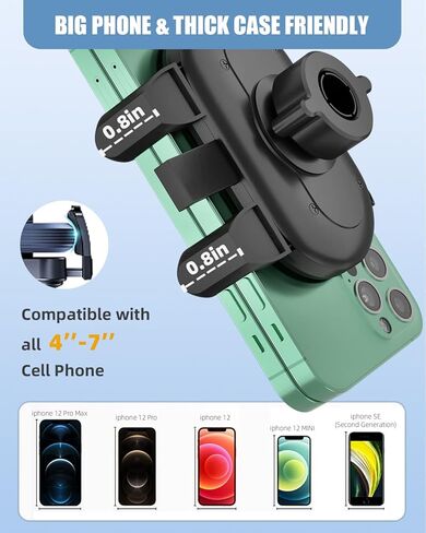 JOCOSA Rear View Mirror Phone Holder, Large Rear Mirrors Friendly, Phone Mount for Car, 2023 Upgraded 4 Clip More Stable, 360° Rotatable and Retractable Car Phone Holder Fit All Mobiles in Kuwait